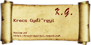 Krecs Györgyi névjegykártya